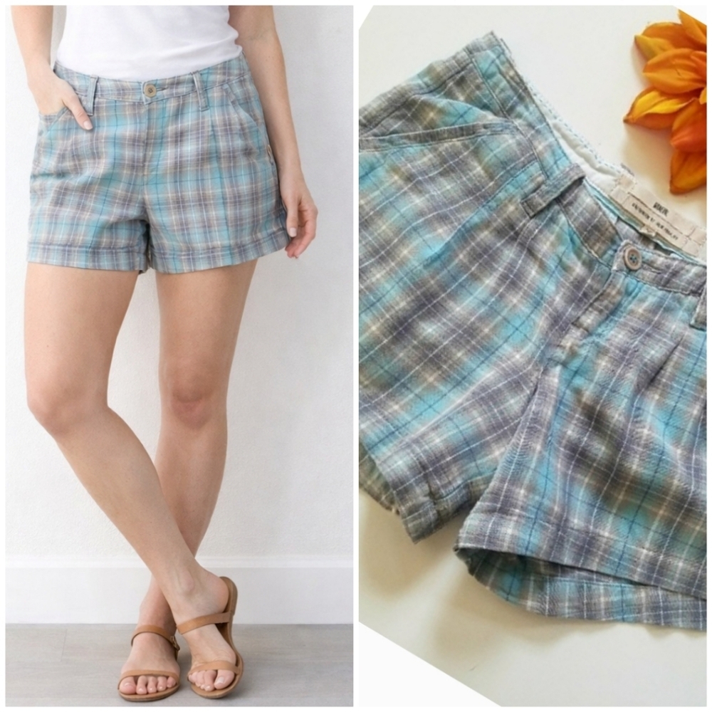 RUEHL Plaid Cotton Shorts Blue Gray Casual Summer Lightweight ☀️☀️
